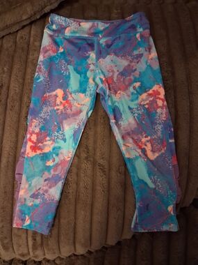 🌈 Champion Girls 7/8 Multicolor Watercolor Print Stretch Leggings – Good